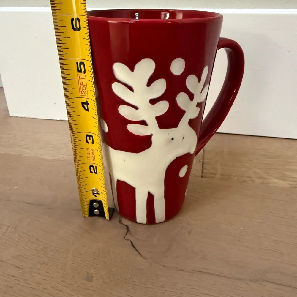 Vintage Adorable Pier 1 Red Reindeer Mug